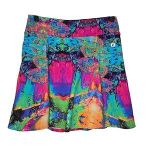 Dona Jo Womens Colorful Psychedelic Print Athletic Tennis Skirt Skort Medium